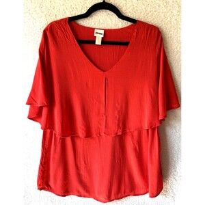 Chico’s‎ Blouse Flutter Sleeve Sleeveless Drape Front Loose Fit Size 2 (L) Light